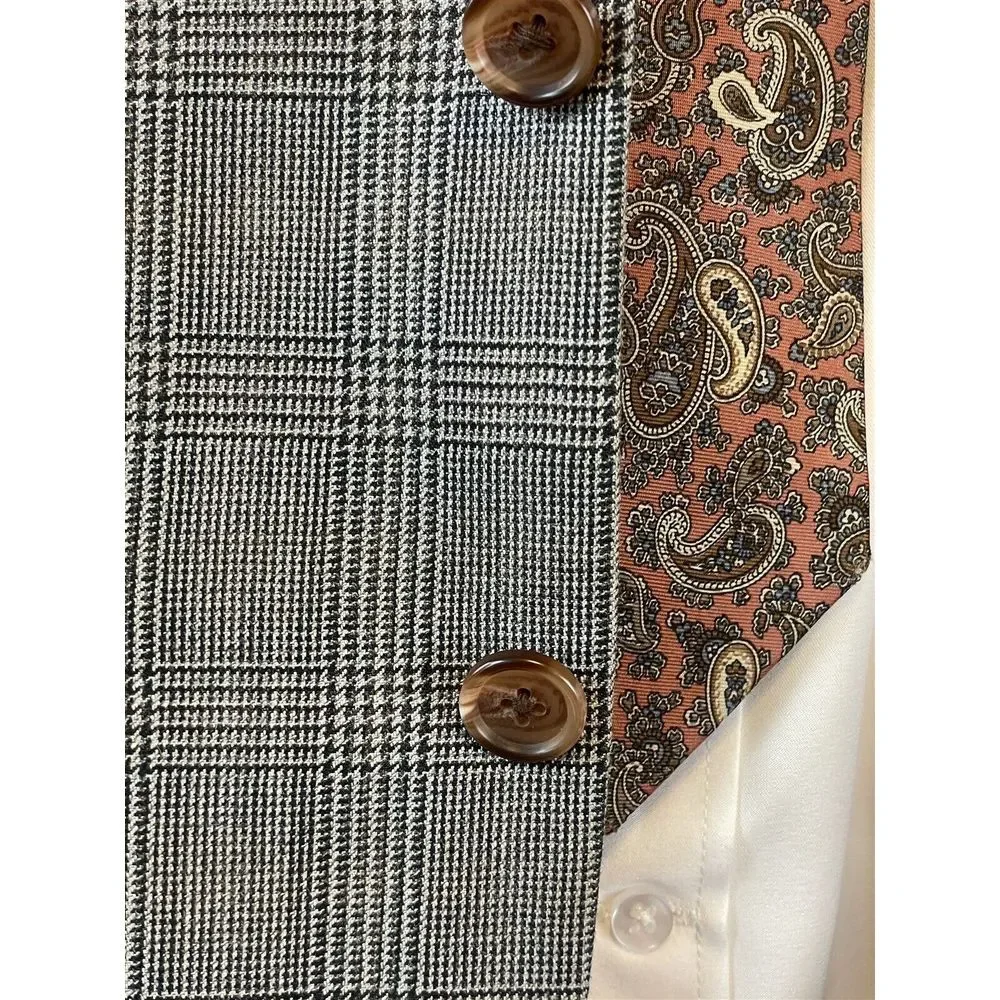Ralph Ralph Lauren 42R Silk & Wool Gray‎ Glen Check 2Btn Blazer Jacket